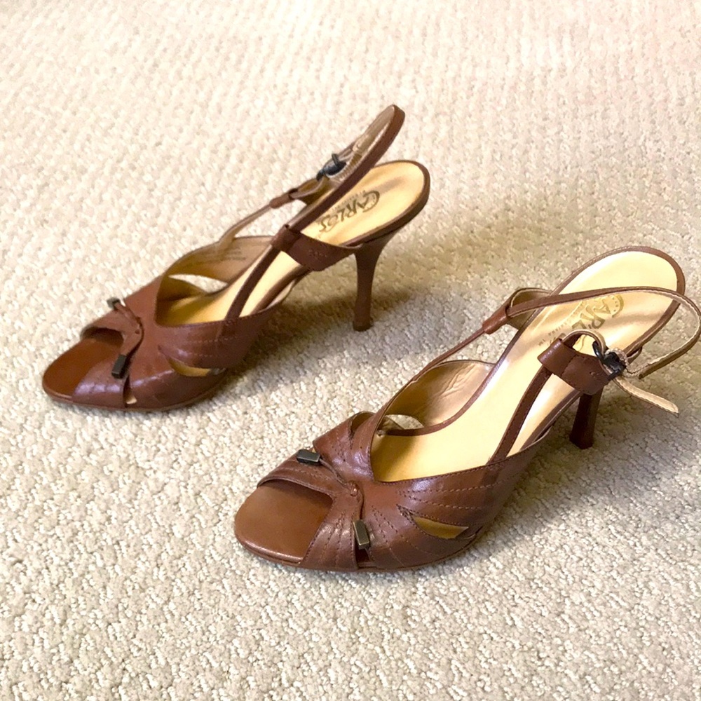 Sandals Heels Brown (Sunny) Leather Cute